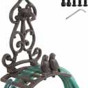Garden Hose Holder Cast Iron Heavy Duty Wall Mounted Water Hose Holder Reel Decorative Three Pipe Rack Reel Outdoor Storage Hook for 20FT-50FT Pipe for Garden, Yard, Patio(6.9 x 4.9 x 9.5 Inches)