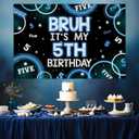 2 x Bruh Its My 5th Birthday Decor 4.92*3.28ft Bruh Its My 5th Birthday Backdrop Banner Blue Black Five Birth day Decor for Boy Happy Five Bday Party Supplies Five Years Old Photo Booth Props