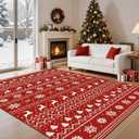 Pauwer Christmas Washable Area Rug 8x10 Soft Living Room Bedroom Floor Carpet Mat Indoor Farmhouse Vintage Non Slip Accent Throw Rugs for Entryway Kitchen Dorm Dining Room