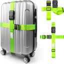 Luggage Straps with TSA Lock, Travel Belt for Luggage, TSA Approved Luggage Straps, 3-Dial Combination Locks Adjustable Suitcase Belt, Quick-Release Buckle (Green), 2 Pack