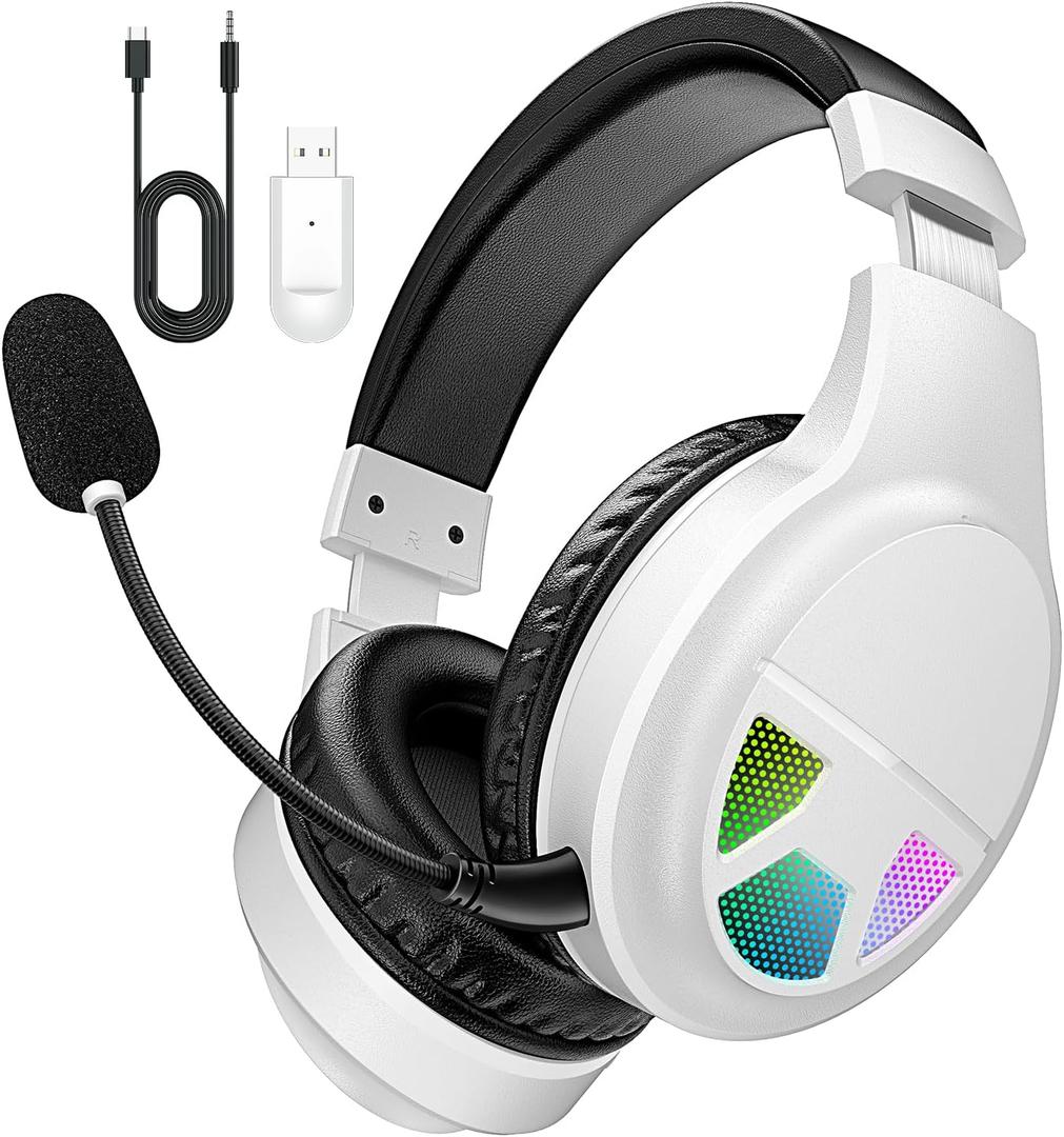 Wireless Gaming Headset for PS5, PS4, PC, Switch, Gaming Headphones with 7.1 Surround Sound, Noise Isolating Microphone, Bluetooth 5.4, RGB Lights, 60H Battery Headsets for Mac, Laptop, Mobile