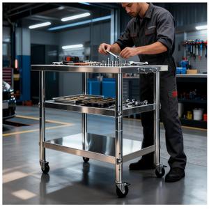 Stainless Steel Prep and Work Table with Wheels, Multi-Size Heavy-Duty Metal Commercial Kitchen Commercial Workbench,Suitable for Restaurants, Homes,Outdoor and Hotels