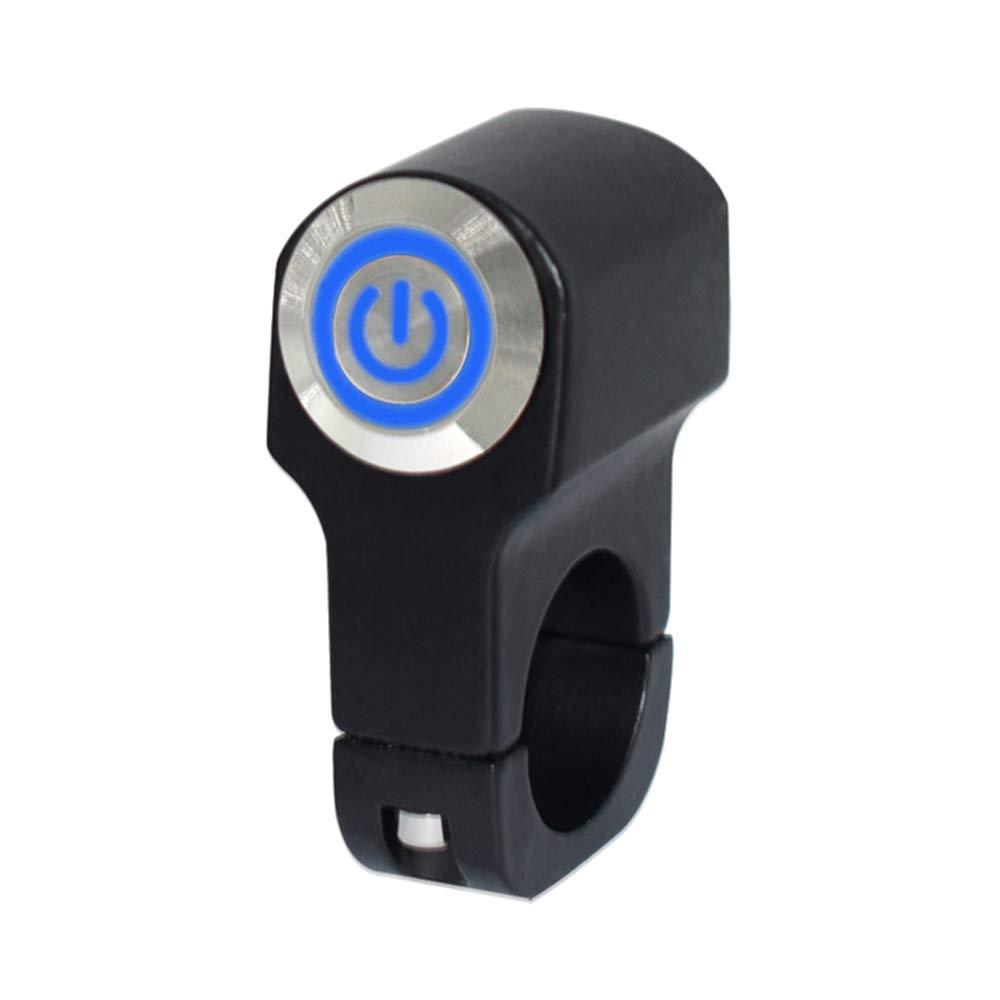 22mm 7/8" ON-Off Motorcycle Switches Handlebar Mount Healight Fog Light Switch with Blue Indicator Light 12V