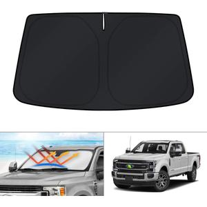 KUST Windshield Sun Shade Custom Fit for 2017-2024 2025 2026 Ford Super Duty F250 F350 F450 F550 Window Accessories Shade Windshield Foldable Heat Shield Block UV Rays