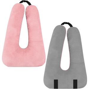 Travel Pillow, Travel Pillow for Kids, Sleeper Hold Pillow Travel, Removable U-Shaped Pillow for Adults and Children to Support Head and Body in The Back Seat of Long Car Trips (1 Pillow) (Pink and Gray(1 Pack))