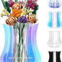 Vase for Lego Flowers Bouquet Upgraded, Acrylic Display Holder Compatible with Lego Botanical Collections Roses Sunflowers, for Lego Flower Building Set Lovers, Holographic