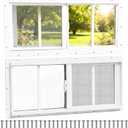 NeatiEase 2 Pack Sliding Windows, 10"x24" Shed Windows with Tempered Glass and Removable Fiberglass Screen for Chicken Coop, Shed, Basement, Playhouse, Household, Garage, Barns (White)