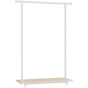 SONGMICS Clothes Rack with Wheels, Clothing Rack for Hanging Clothes, 38.8 Inches Metal Garment Rack with Shelf, Loads up to 110 lb, for Bedroom, Closet, Natural Beige and Cloud White UHSR151W01