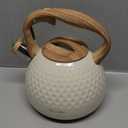 harriet Tea Kettle, Tea Pot for Stovetop, 2.5QT Whistling Kettle with 5-Layers bottom, Food Grade Stainless Steel Kettles with Hot-Resistant Handle Gas Electric Applicable (Beige White Glossy)