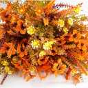 64PCS Fall Artificial Flowers Outdoor UV Resistant Faux Plastic Autumn Plants No Fade Fall Orange Mums for Home Outside Garden Window Box Wedding Party Fall Decor