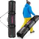 Fanwoli Snowboard Ski Bag with Wheels | Fully Padded Ski Bags for Air Travel | Fits 155-185cm Skis/Snowboard & US 13 Boots | 900D Waterproof TPU & Removable Shoulder Straps | Expandable & Foldable (175cm, Pink)