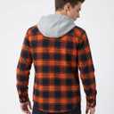TACVASEN Men's Flannel Long Sleeve Hoodie Plaid Shirts Lightweight Cotton Button Down Casual Shirts with Pocket
