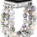 JR.DM Natural Stone Beaded-Bands Women Compatible with Apple Watch, Size: 41/40/38/42mm(Series 10/11), Fashion Stretch Handmade Bracelet Fancy Boho Elastic Strap for iWatch 