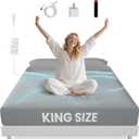 Grounding Sheets King Size - 90% Organic Cotton + 10% Pure Silver Fitted Bed Sheet for Earthing - 400 Thread Count Deep Pocket Grounded Bedsheets - Improved Sleep Down to Earth Ground Bedding, Gray