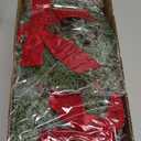 Aneco 6 Pcs 9.8" Small Christmas Norfolk Wreaths Decorations Mini Christmas Kitchen Cabinet Wreaths with Red Velvet Bow Artificial Hanging Garlands for Door Window Room Farmhouse Xmas Party Decor