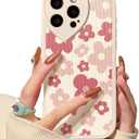 Lovmooful Compatible for iPhone 16 Pro Case Cute Flower Floral with Love Lens Bumper Protector for Girls Women Soft TPU Shockproof Protective Girly for iPhone 16 Pro-Pink Flower
