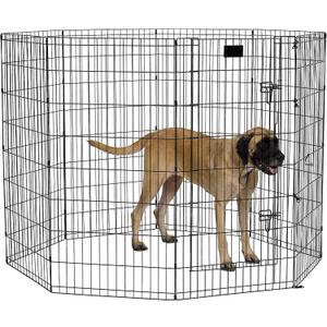 MidWest Homes for Pets 48-Inch Exercise Pen, for Indoor and Outdoor Use, 16 Sq Feet of Play, Single Door Folding Dog Pen, with Large Door Opening & Secure Latch, Easy to Set Up, Foldable Dog Playpen