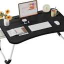 Lap Desk Bed Trays for Eating and Laptops Breakfast in Bed Tray for Sofa/Couch/Study/Reading/Writing with Cup Holder/Drawer On Low Sitting Floor Large Portable Foldable (Black)