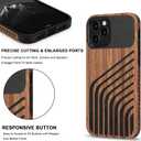 TENDLIN Compatible with iPhone 12 Pro Case/iPhone 12 Case Wood Grain with Carbon Fiber Texture Design Leather Hybrid Slim Cover (Hairline)