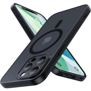 Magnetic for iPhone 14 Pro Max Case,Upgraded [Full Camera Protection][Compatible with Magsafe][Military Grade Protection]Shockproof Slim Translucent Matte Phone Case for iPhone 14 Pro Max,Black