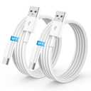 2Pack 6FT USB to USB C Cable for iPhone 17 16 15 Charger Cord, for Apple 17 16 15 Pro/Pro Max/Plus Type C Cord, for iPad Pro 12.9/11, Air 5th/4th Gen, Car Charger Carplay Charging Cable (White)