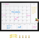 3-in-1 Dry Erase Calendar for Wall, 31.5x23.6 inches Magnetic Surface Monthly & Weekly Planner Whiteboard, Dry Erase Board with Black Wood Frame, Hanging White Board Calendar(YL+ZL-BK,6080)
