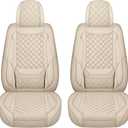 Leather Seat Covers for Cars Breathable Front Seat Covers Waterproof Seat Protectors Universal Fit for Most Automotive Cars SUV Trucks Van (Beige, Front Pair)