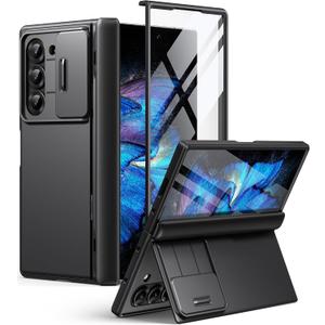 BERFY for Z Fold 6 Case with Privacy Screen Protector, [Anti Spy] Built-in S Pen Holder, Slide Camera Cover, 2 Hidden Kickstand, Full-Body Shockproof Slim Phone Case for Samsung Galaxy Z Fold 6, Black
