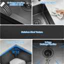 1818 Inch Bar Sink Undermount Black PEPO 16 Gauge Stainless Steel Bar Prep Sink Single Bowl with Drain Accessories for Small Kitchen Sink Wet Bar RV, 18"x18"x9" without Glass Rinser