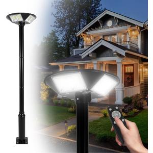 Solar Lamp Post Light, 100 Inch Heavy Duty Solar Pole Lights with Dusk to Dawn, Motion Sensor, Remote, Timer, Waterproof Solar Lights Outdoor for Patio, Yard, Garden, Pathway, Street