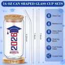 6 Pcs Red and Blue Class of 2026 Graduation Gifts Graduation Glass Cup with Lids Straw 16oz Congrats Grad Coffee Mugs for Her Him Men Women Middle & High School College Tumbler Party Favor