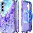 Casetego for Galaxy S24 FE Case,Compatible with MagSafe,[Military Grade Drop Test] Full Body Protection Slim Shockproof Rugged Marble Women Case for Samsung Galaxy S24 FE 6.7 inch,Cobalt Violet
