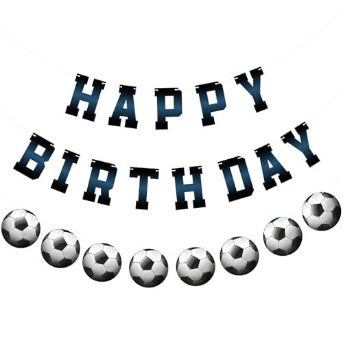 Adecortalk Soccer Happy Birthday Banner Soccer Birthday Party Garland for Boys Girls Birthday Party Decorations, Set of 4