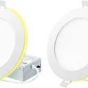 2 Pack 4 Inch 5CCT LED Recessed Light with Night Light, 2700K 3000K 3500K 4000K 5000K Selectable Ultra-Thin Lighting, 9W, 120V, 750LM, Dimmable Canless Wafer Downlight, ETL FCC (White)
