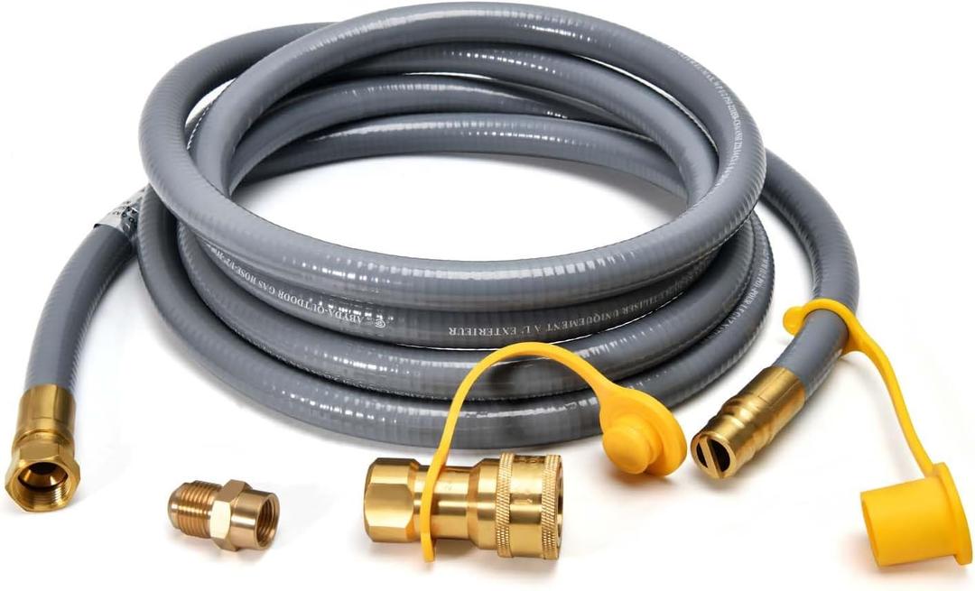 ABYDA 12Feet 1/2 Inch ID Natural Gas Hose with Quick Connect Fitting-Ideal for BBQ, Grill, Pizza Oven, Patio Heater, and More Low-Pressure Appliances - Natural Gas Conversion Kit, CSA Certified