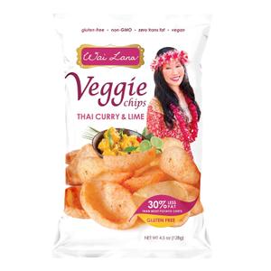 Wai Lana Veggie Chips, Thai Curry & Lime (5 Pack of 4.5 Ounce Individual Bags) - Gluten Free, Non-GMO, Vegan, Zero Trans Fats Best Before Jan 14 2026