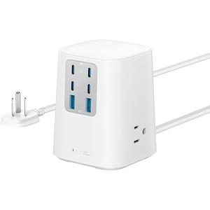 Anker Desktop Charger, Power Strip with 300J Surge Protector, 5ft Flat Plug Extension Cord with Multiple Devices, 100W USB C Charger with 3 AC, 2 USB A, 4 USB C, Home Office, Desk Accessories