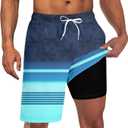 UNICOMIDEA Men Swim Trunks with Compression Liner 9 Inch Long Board Shorts (XXXL)