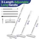 Floor Scrub Brush with Long Handle: 3 in 1 Heavy-Duty Floor Scrubber Brush with Squeegee for Cleaning Tile Bathroom Deck Kitchen Patio - White