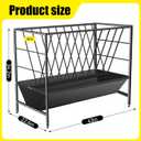 Pasture Hay Feeder 69 Gallon, Livestock 2 in 1 Hay and Grain Feeder, Heavy-Duty Galvanized Metal Goat Feeder with 2 Trays, Pasture Feeder for Goat, Sheep, Foal, Sheep