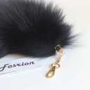 Chic and Alluring Natural Fox Tail Charms - Multicolor Fashionable Accessory Attachments (Black)