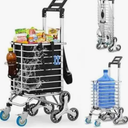 Stairs Climbing Shopping Cart 360° Swivel Wheels Foldable Collapsible & Lightweight, Perfect for Groceries Laundry Utility Cart