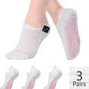 BRISIRA Pilates Socks with Grips Women Non Slip Grippy Yoga Socks Coolmax Bamboo Viscose Compression Barre Hospital Barefoot (5-7, 3 Pairs White)