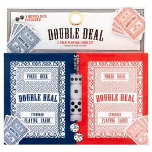 Jacent Double Deal  Playing Cards with Bonus 5 Dice - 4 Set