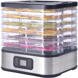 HOPERAN Food Dehydrator, 6 Trays Dehydrator with 72H Timer & 95-167 Temperature Control & LED Display, Dehydrators for Food and Jerky, Fruits, Herb, Veggies, Pet Treat, BPA-Free, Recipe Book Included