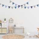 VitalCozy 17 ft Pennant Banner Flags, 2 Pcs Nursery Garland Triangle Bunting Flag Double Side Baby Banner for Boho Decor Baby Shower Birthday Wedding Party Event, Each 8.5 ft(Blue)