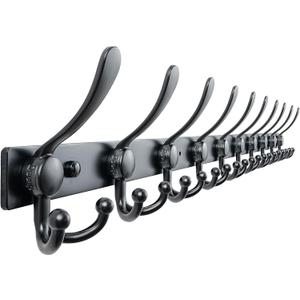 Dseap MaxStrong 2.0 Coat Rack Wall - 37 Long 10 Tri Hooks - Ultra Heavy-Duty Stainless Steel Wall Mount Coat Hanger, Hook Rail for Clothes Hats Jacket Towels Black (L=37" (1pcs))
