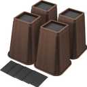 Bed Risers 8 Inch Heavy Duty, Furniture Risers Lifts 12" 8" 4" for Table, Desk Leg, Sofa, Couch, Adjustable Bed Frame Risers Supports Up to 6,000 Lbs, Brown, 4 Pack