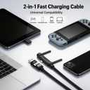 Invisible Holder Charger Cable, 240W PD Fast Charging Cable for Desk, USB-C to USB-C Cable with USB-A to USB-C Adapter with 360 Adjustable Metal Stand, 2 in 1 Holder Charger for Gaming, Office, Home
