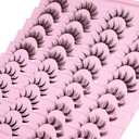 Manga Lashes Natural Look Anime False Eyelashes 20 Pairs Clear Band Individual Wispy Fake Eyelashes Strip Spiky DIY Cluster Lashes Extension C-curly Cat Eye Lashes Pack